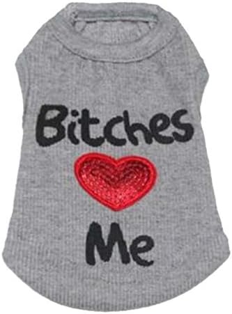 Ollypet Dog Clothes for Small Dogs Boy Puppy Cat Pet Shirt Funny Vest Clothing for Teacup Yorkie Outfits Chihuahua (L, Gray)