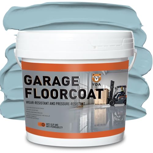 YOA Professional Concrete Garage Floor Paint, (1-Gallon/Light Blue), Acrylic Resin Coating, Suitable for Indoor Outdoor Garage, Basement, Factory,Etc. Scratch Resistant, Low VOC, Ready to Use
