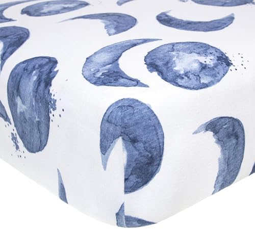 Burt's Bees Baby - Fitted Crib Sheet, Boys & Unisex 100% Organic Cotton Crib Sheet for Standard Crib and Toddler Mattresses (Hello Moon! Pattern)