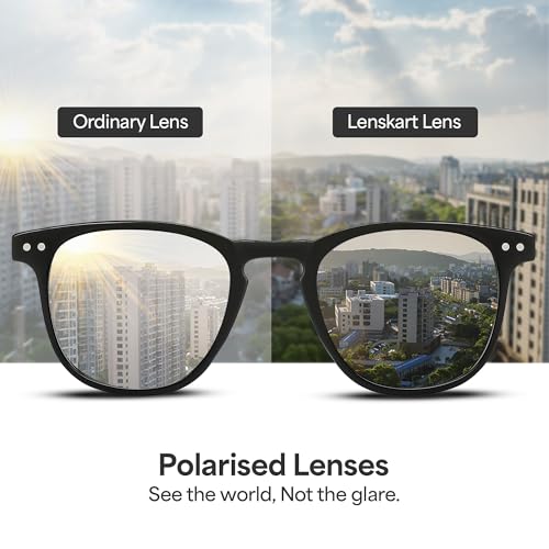 Image of Vincent Chase By Lenskart | Full Rim Round Stylish Sunglasses | Polarized and UV Protected | For Men and Women | Large | VC S14089