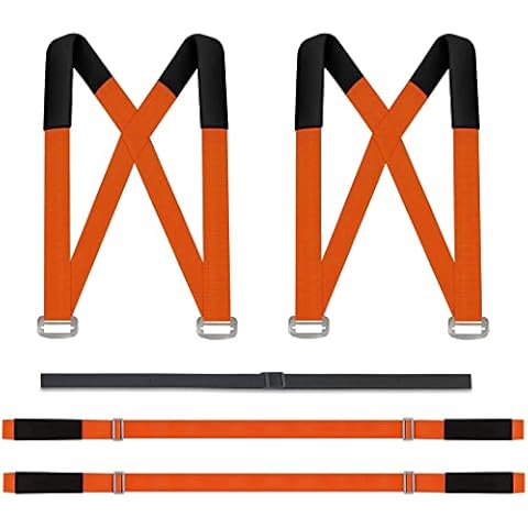 KAHEAUM Moving Straps Lifting Straps for Moving Furniture Stairs Mattress Appliance Heavy Objects Up to 800 lbs Essential Supplies, Adjustable 2-Person Shoulder Lift Move and Carry System Kit Orange Cover