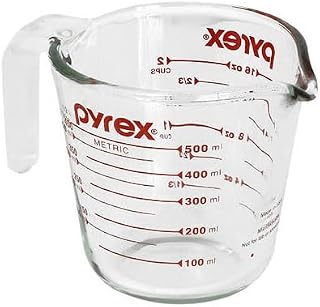 Pyrex Prepware 6001075 2.5L Clear Glass Measuring Cup with Red Graphics - Stain-Resistant