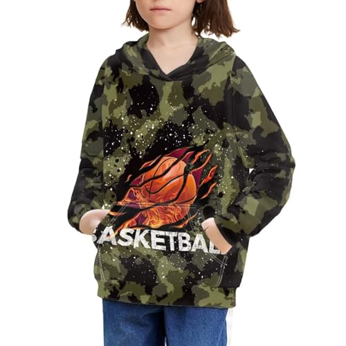 Cool Camo Unisex Girls and Boys Long Sleeve Basketball Hoodies Hoody Athletic Pullover Sweatshirts Tops Age 6-16year4