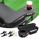 LEAPGOMAX No Drilling Golf Cart Armrest with Cup Holder Phone Bag Golf Tree Holder for Rear Seat, Triangle Support Frame Fits 1' Side Square Tube EZGO Club Car DS Precedent Yamaha Golf Carts Arm Rest