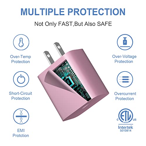 USB C Charger Block iPhone Charger Block Type C Charger 2-Pack for iPhone 16/16 Plus/16 Pro/16 Pro Max/iPhone 15/15 Plus/15 Pro/15 Pro Max/iPhone 14/14 Pro Max/13/13 pro/12 Pro Max/Samsung(Pink) — view 3
