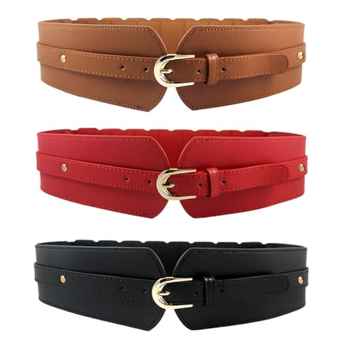 Katutude Women's Plus Size Stretchy Belt Wide Elastic Waist Belt Ladies Dress Belts Fashion Belt with Gold Buckle4