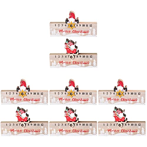 DECHOUS 8 PCS Christmas Wood Christmas Calendar 2023 Christmas Wooden Advent Calendar Calendrier de Noël Decoration Table Top Table Calendrier Amovible Cover