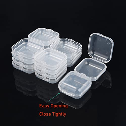 50 Pcs Mini Clear Plastic Boxes With Lids, Square Empty Beads Storage Containers For Earplugs, Jewelry, Necklaces, Rings Or Any Other Small Craft Gadgets(1.37X1.37X0.7 Inches) #TOP5