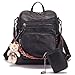Qiyuer Women's Fashion PU Leather Backpack Purse for Women Designer Ladies Travel Convertible Shoulder Bag Black