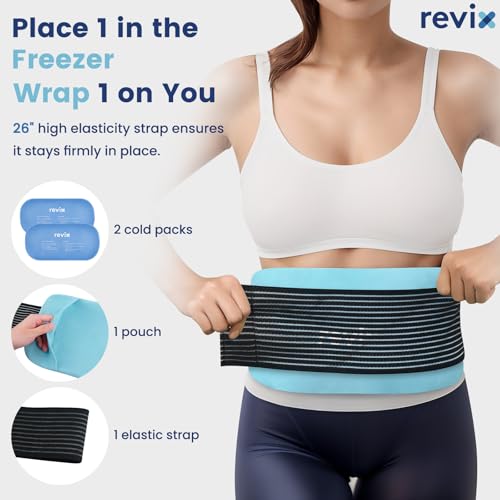 Image of REVIX Gel Ice Packs Reusable 14 inch x 7 inch - 2 Packs Flexible Cold Compress with Strap for Back, Shoulder, Hip, Thigh - Extra Large Ice Pack for Everyday Recovery & Cooling Relief
