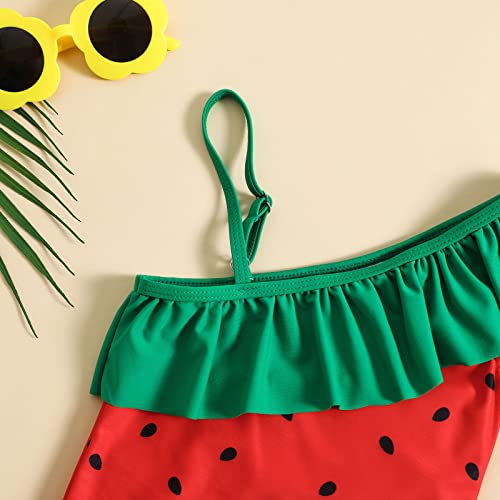 Baby Girls One Piece Swimsuits Cute Strawberry Bathing Suit for Toddler Girls One Shoulder Ruffle Beach Swimwear4