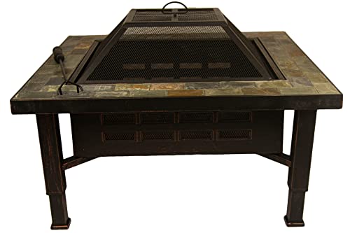 Global Outdoors 34-In Adjustable Leg Square Slate Top Fire Pit #TOP6