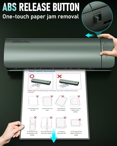 Qfun Laminator A3 z 30 arkuszami do laminowania A3 A4 A5 A6, 9 w 1 szybkie nagrzewanie laminator, gorąca i zimna laminator z obcinaczem i zaokrąglaczem do biura szkoły domowej