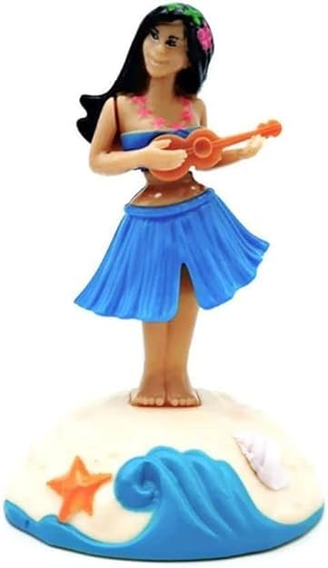 Blue Ornament Car Decor Shaking Head Doll Dancing Hula Girl Solar Powered Hula Girl Solar Dancing Girl Swinging Hawaiian Girl Solar Swinging Doll Decoration