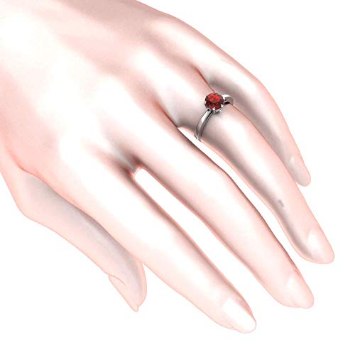 Womens 925 Sterling Silver Classic Solid Band Solitaire Center Round 7 mm Gemstone Timeless Engagement Wedding Jewelry Accessory Fine Ring4