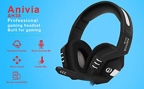 lifcasual Fone de ouvido AH38 para jogos para PC laptop com cancelamento de ruído sobre a orelha com