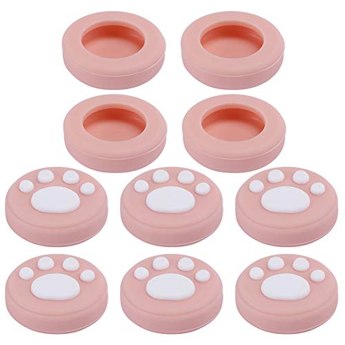SANON Funda de Agarre de Pulgar de Pata de Gato Tapa de Silicona con Joystick Rocker Universal para Ps4 / Xbox One/Xbox (Pata Blanca sobre Rosa) Cover
