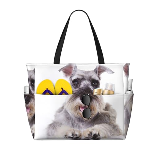 Grand sac de plage Schnauzer : l'élégance d'un sac à bandoulière pour femme aux finitions soignées