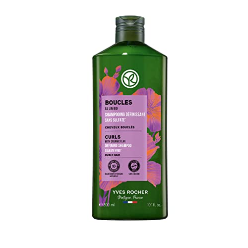 Yves Rocher Champú de Rizos con Lino Bio - Método Curly para Rizos Flexibles y Luminosos - Fórmula Vegana - Champu Sin Siliconas ni Sulfatos - 300ml