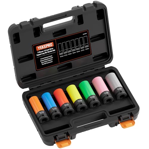 Image of 7-Piece 1 /2 inch Drive Lug Nut Impact Socket Set (16.5-22.5mm), Non-Marring Design for Swollen or Seized Wheel Nuts, CR-MO Steel