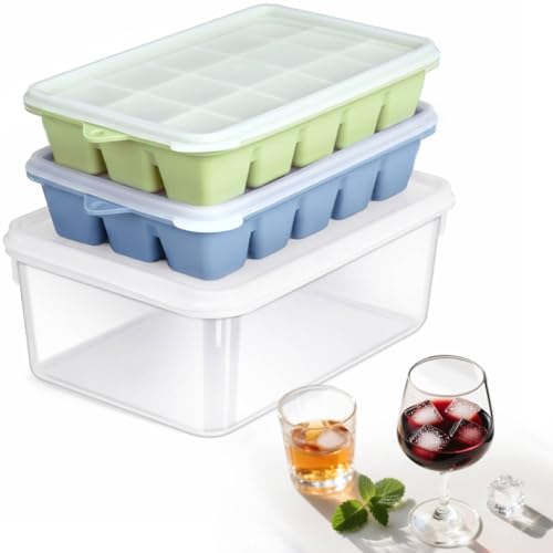Molde de Silicona para Cubos de Hielo con Tapa y Contenedor, Pack de 2 miniatura 1