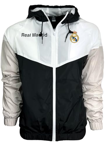 Real Madrid Windbreaker Jacket, Licensed Real M. Lightweight Waterproof Hooded Rain Jacket4