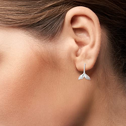 AeraVida Dainty Magical Sea Lover .925 Sterling Silver Whale Tail Animals Dangle Earrings | Adorable Sterling Silver Dangle Earrings | Earrings for Women | Whale Tail Dangle Earrings2