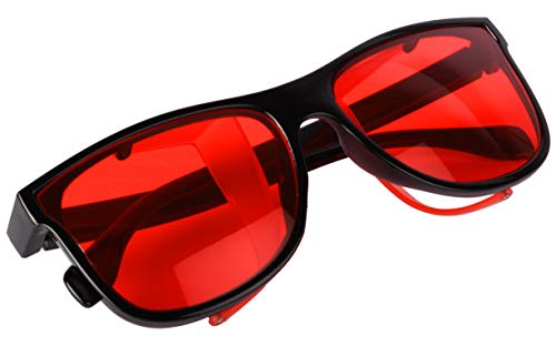 Image of NuVew UV Protected Rectangular Unisex Sunglasses with Foldable Side Shields - (Red Lens | Black-Red Frame | Medium Size | NW-SLD6B-29)