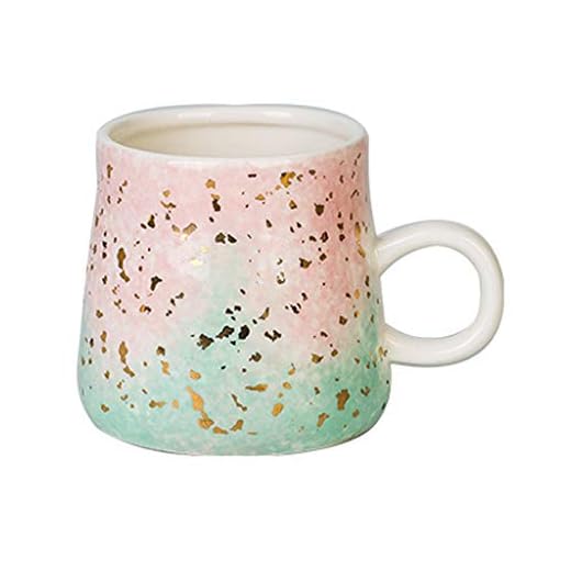 Dryckemuggar keramisk lägereld-mugg, vattenfärg gyllene prickar, stor, vatten/kaffe/te/mjölk/havrekoppar, kreativa gåvor för älskare, 3,5 dl kaffekoppar (färg: B)