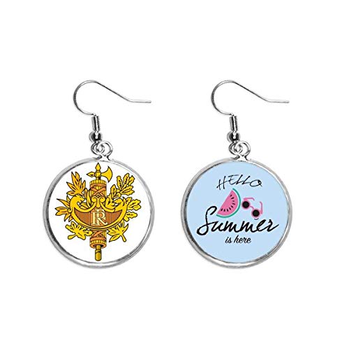 Pendientes de sandía con emblema nacional de Francia para el lóbulo en verano