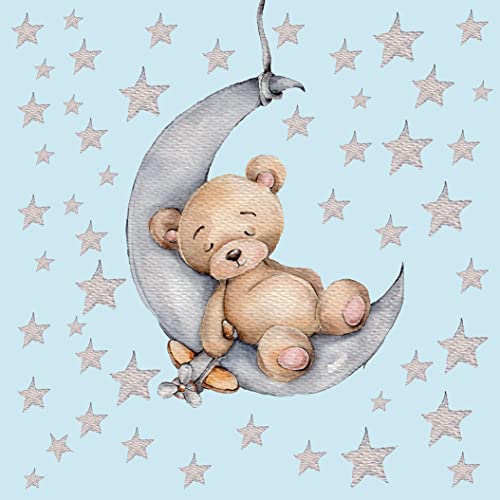Vinilo Decorativo Osito Durmiendo en La Luna con 90 Estrellas miniatura 5