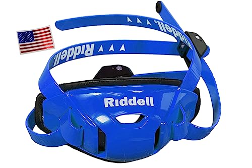 Green Gridiron Riddell SpeedFlex Hard Cup Cam-Loc Chinstrap + Chrome US Flag Helmet Decal (Small, Royal Blue)