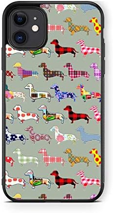 XUNBOTINGS for iPhone 11 Case- Hot Dog Dachshund Design-Soft TPU+Luxury Tempered Mirror Protective for iPhone 11 Case