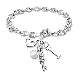 DlaeKua Initials A to Z Letter Bracelets Initial I Bracelets for Women 26 Alphabet Stainless Steel Chain Bracelet for Best Friend Birthday Graduation Gifts Mother's Day Gift Idea for Mom