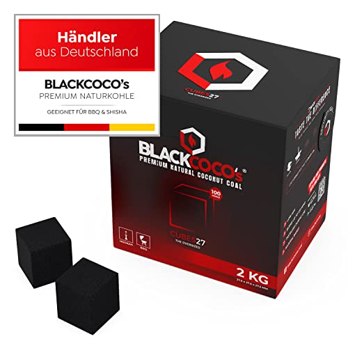 BLACKCOCO’s Shisha Kohle 2KG CUBES27+ Naturkohle Kokosnuss & BBQ - Hochwertige Kokos Coal Briketts für Wasserpfeife & Grill - Shisha Würfel Kohlen & Grillkohle mit Langer Brenndauer – Bild 3
