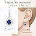 Amy & Annette Blue Sapphire Earrings - 18k White Gold Plated Leverback Drop and Dangle Halo Earring for Women - Great Gift Idea for Every Occasion