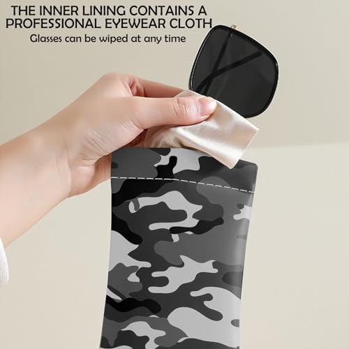 Image of 2 PCS Glasses Eyeglass Sunglasses Case Pouch Soft PU Leather Cute Aesthetic with Cleaning Cloth for Boys Men Man