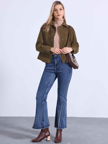 Allegra K Corduroy Jacket for Women Casual Long Sleeve Fall Outerwear Button Down Shacket Jackets4