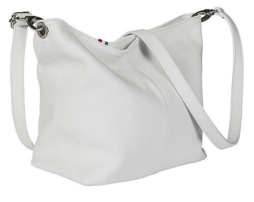 Image of LiaTalia Womens Shoulder Bag - Soft Grained Leather - Medium Size Hobo Handbag Purse Made with 100% Italian Leather - Adal [White]
