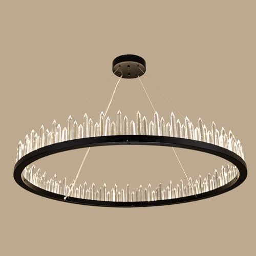 WellmetModern Crystal Chandelier for Living Room,36 inch Large LED Ceiling Light Fixture,70.9" H x 35.8" W,for Dining Room Kitchen Island Foyer,1800mm Adjustable Length for High Ceiling