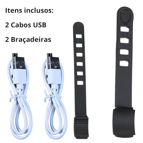 Kit Lanterna e Farol de LED Recarregável para Bicicleta Bike – Iluminação Potente, USB, Resistente à