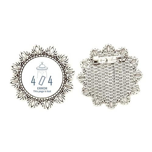 Broche de plata 404 Error Not Found con acabado floral medium pulido de alta joyería