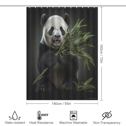 Rideau de douche panda en polyester lavable 140x183cm pour baignoire - 4