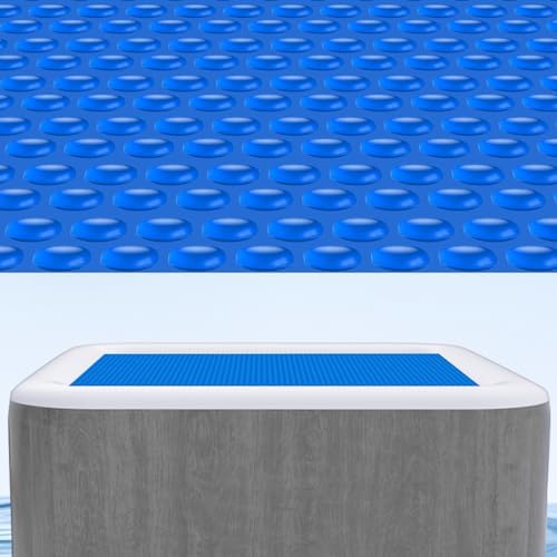 Kestnsee Solar Hot Tub Spa Bubble Covers Blanket 6 x 6 FT for Square Inflatable Hot Tub Spa Pool Thermal Insulation Floating Bubble Wrap Covers (183 x 183cm)