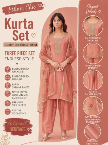 Image of Womanista Farshi Salwar Suit for Women| Farsi Kurta Set with Dupatta