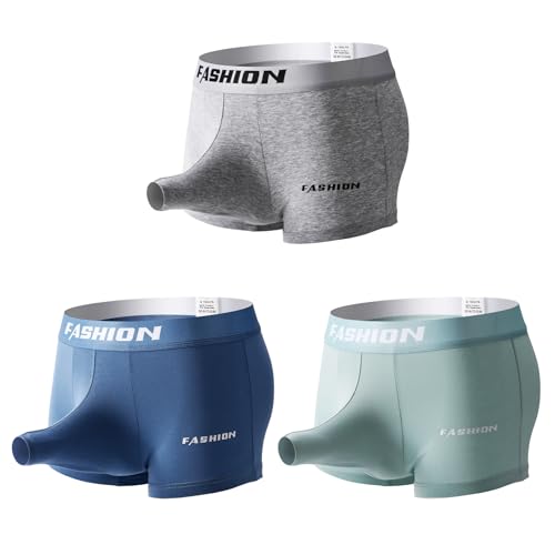 Huakunda Lot de 3 boxers pour homme - Doux - Avec trou ouvert - Poche séparée - Respirant - Éléphant - Sous-vêtements en coton, c, S