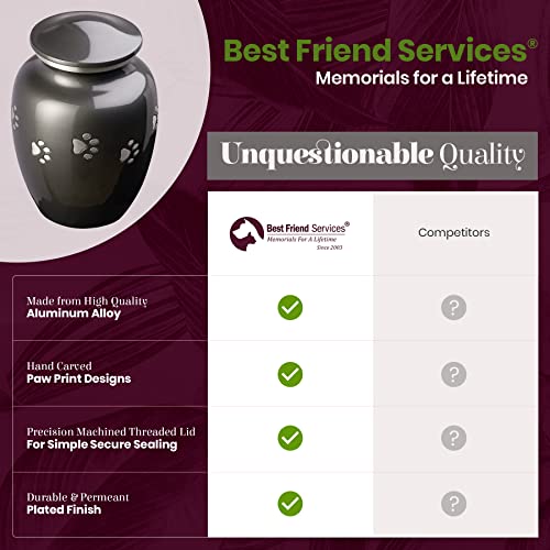 Best Friend Services Pet Urn - Ottillie Paws Legacy Memorial Pet Cremation Urns For Dogs And Cats Ashes Hand Carved Brass Memory Keepsake Urn (Slate, Horizontal Pewter Paws, Small) #TOP4