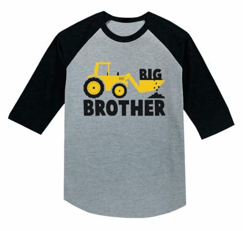 Tstars Tractor Construction Big Brother Shirt Sibling Boys Toddler Kids 3/4 Sleeve Baseball Jersey T-Shirt