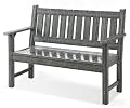 ACUEL HDPE Outdoor Bench Patio Seating 800 Lbs Capacity, Weathered Gray