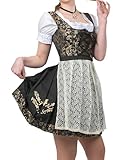 Edelweiss Creek 3-Piece German Oktoberfest Dirndl Dress Short Black and Gold (12)